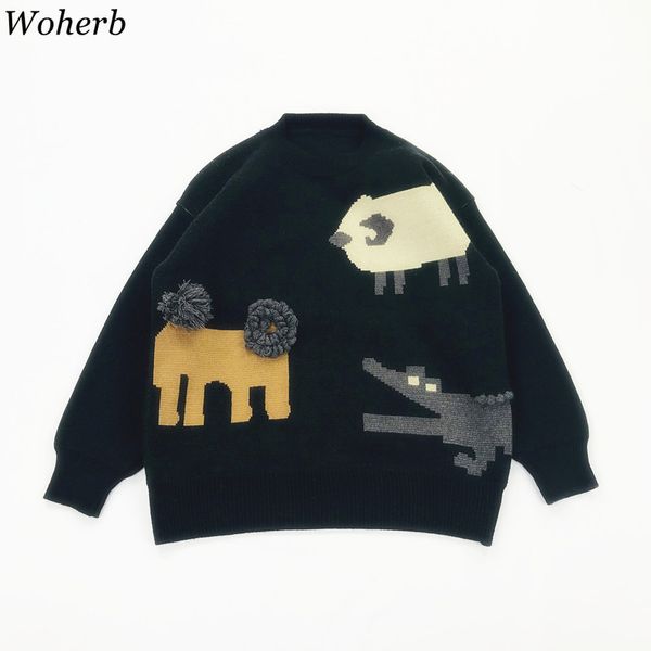harajuku kawaii sweater women cute cartoon animal jacquard korean style loose knitted all-match pullover jumper 210417, White;black
harajuku kawaii sweater women cute cartoon animal jacquard korean style loose knitted all-match pullover jumper 210417, White;black