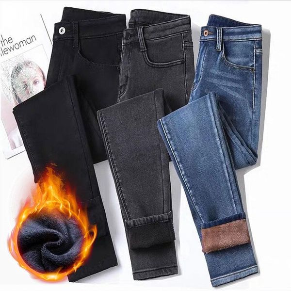 women's jeans autumn winter slim elastic fleece women high waist skinny warm denim pencil pants female stretchy plus velvet, Blue
women's jeans autumn winter slim elastic fleece women high waist skinny warm denim pencil pants female stretchy plus velvet, Blue