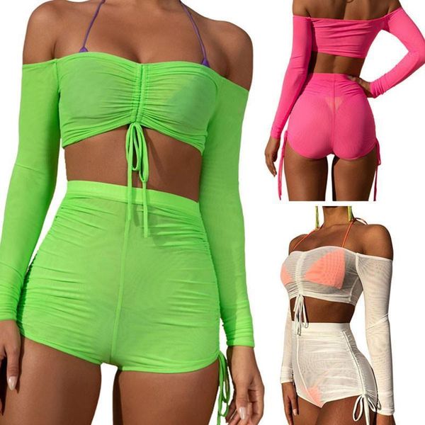 2 piece set sheer womens tracksuits mesh off shoulder crop and solid shorts sweat suits summer beach club, Gray
2 piece set sheer womens tracksuits mesh off shoulder crop and solid shorts sweat suits summer beach club, Gray