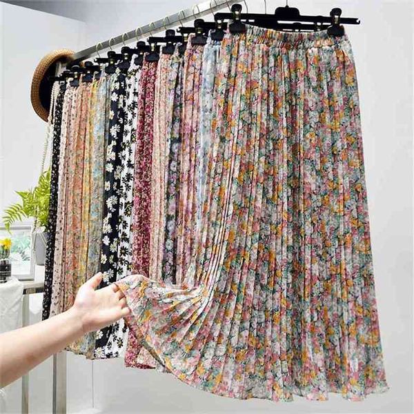 summer skirts womens new vintage floral print chiffon pleated elastic high waist casual midi skirt women clothes jupe 210408, Black
summer skirts womens new vintage floral print chiffon pleated elastic high waist casual midi skirt women clothes jupe 210408, Black