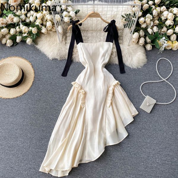 nomikuma sweet bow tie sling dress irregular korean a-line vestidos femme slim waist hollow-out woman dresses new 6h050 210427, Black;gray
nomikuma sweet bow tie sling dress irregular korean a-line vestidos femme slim waist hollow-out woman dresses new 6h050 210427, Black;gray