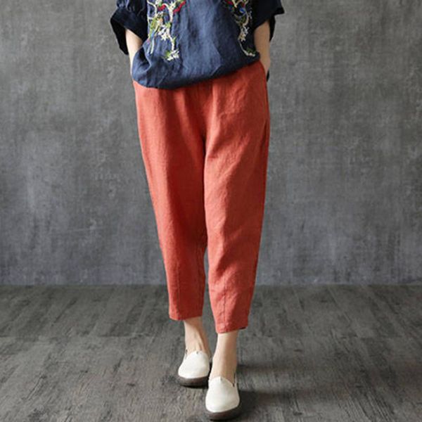 solid pockets women's trousers plus size ankle-length pants casual cotton linen mid waist loose female summer & capris, Black;white
solid pockets women's trousers plus size ankle-length pants casual cotton linen mid waist loose female summer & capris, Black;white
