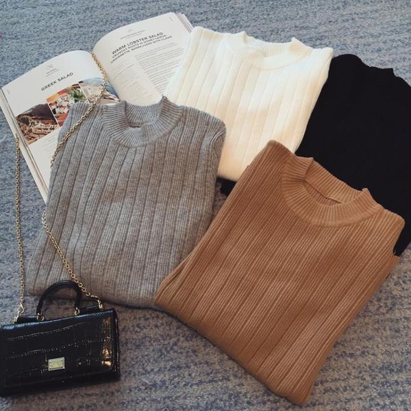 autumn winter women ladies long sleeve o neck slim fitting knitted short thin sweater femme korean pull tight shirts women's sweaters, White;black
autumn winter women ladies long sleeve o neck slim fitting knitted short thin sweater femme korean pull tight shirts women's sweaters, White;black