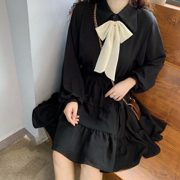 casual dresses french style clothing butterfly bow tie collar lantern sleeve dress simple white black pleated a line midi big ruffle hem, Black;gray
casual dresses french style clothing butterfly bow tie collar lantern sleeve dress simple white black pleated a line midi big ruffle hem, Black;gray