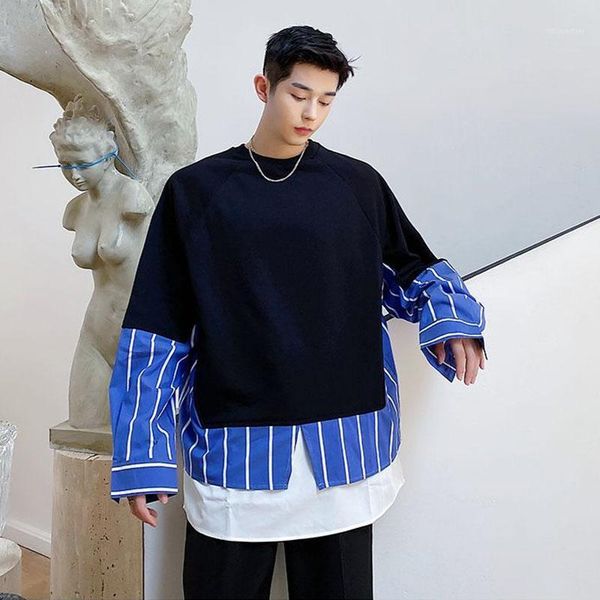 men's striped shirt long sleeve hem splice pullover sweatshirt male streetwear fashion hio hop hoodie man hoodies & sweatshirts, Black
men's striped shirt long sleeve hem splice pullover sweatshirt male streetwear fashion hio hop hoodie man hoodies & sweatshirts, Black