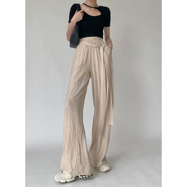 women's pants & capris hesapp fashion slippery material pleated women pantalones elastic waist wide-leg casual straight belt trousers s, Black;white
women's pants & capris hesapp fashion slippery material pleated women pantalones elastic waist wide-leg casual straight belt trousers s, Black;white