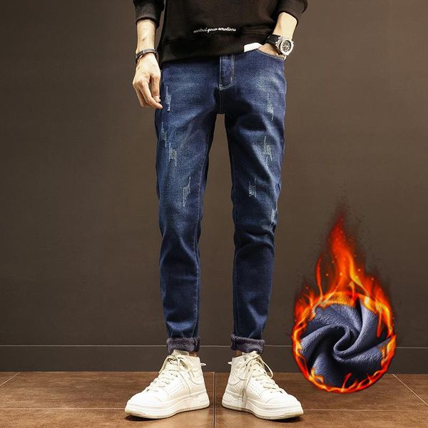 men's jeans autumn winter men black slim fit stretch thick velvet pants warm casual fleece trousers male plus size, Blue
men's jeans autumn winter men black slim fit stretch thick velvet pants warm casual fleece trousers male plus size, Blue