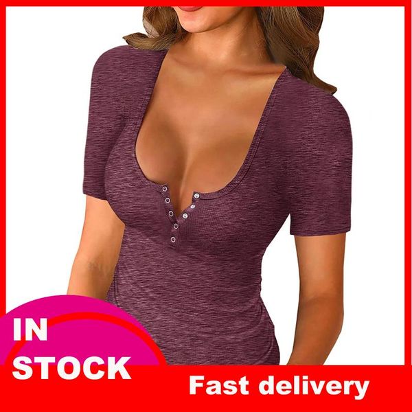women's t-shirt 40#womens basic t shirt button low cut down tight slim fitted tee solid elegant vintage plus size shirts, White
women's t-shirt 40#womens basic t shirt button low cut down tight slim fitted tee solid elegant vintage plus size shirts, White