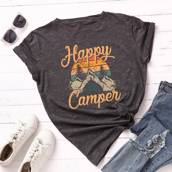 plus size creative happy letter women t shirts graphic funny tees print cotton summer clothes, White
plus size creative happy letter women t shirts graphic funny tees print cotton summer clothes, White