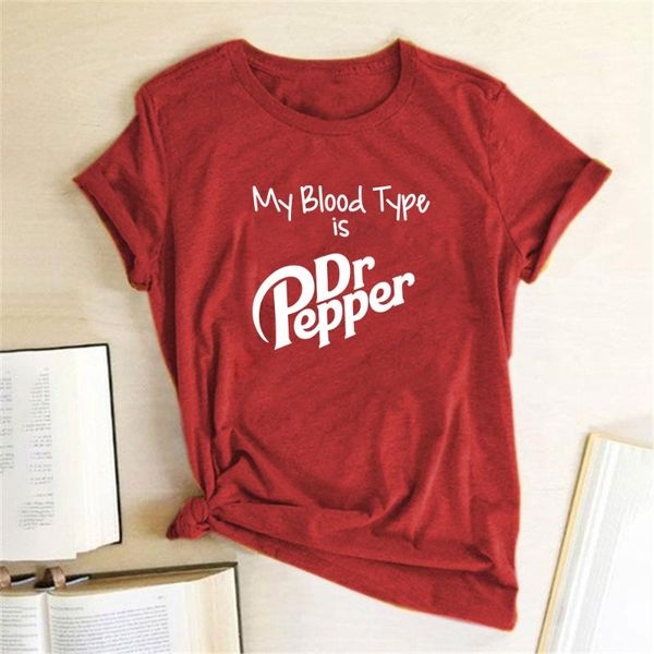 women's t-shirt women short sleeve summer loose funny woman graphic tee femme aesthetic my blood type is dr pepper print, White
women's t-shirt women short sleeve summer loose funny woman graphic tee femme aesthetic my blood type is dr pepper print, White