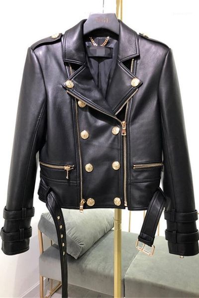 import sheepskin motorcycle jacket really leather custom button double zipper dress coat of cultivate morality women's & faux, Black
import sheepskin motorcycle jacket really leather custom button double zipper dress coat of cultivate morality women's & faux, Black
