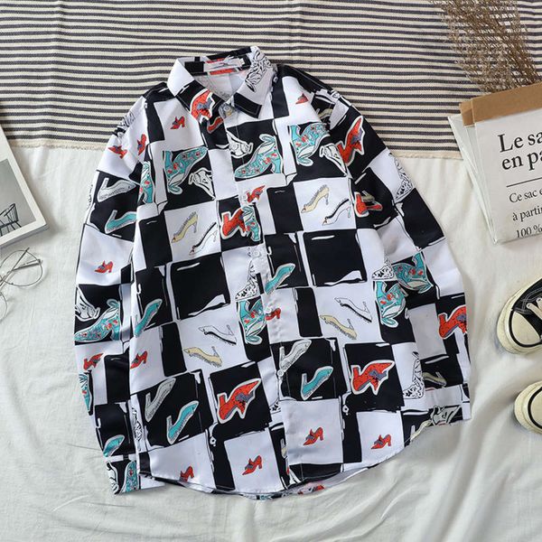 men's casual shirts summer flower men's personality pattern graffiti loose long sleeve student handsome shirt 7bu6, White;black
men's casual shirts summer flower men's personality pattern graffiti loose long sleeve student handsome shirt 7bu6, White;black