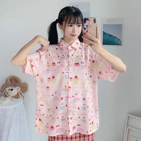 summer japanese cute cake print lapel blouse young girls student loose sweet casual short sleeve shirt college style women's blouses &, White
summer japanese cute cake print lapel blouse young girls student loose sweet casual short sleeve shirt college style women's blouses &, White
