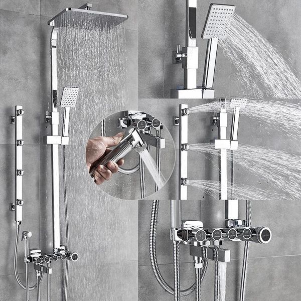 quyanre luxury chrome black shower faucet brass mixer tap with bidet sprayer side spa jets swivel tub spout bath bathroom sets
quyanre luxury chrome black shower faucet brass mixer tap with bidet sprayer side spa jets swivel tub spout bath bathroom sets