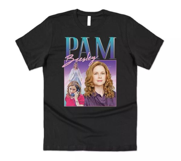pam beesley homage t-shirt tee funny us office tv show retro 90's jim halpert, White;black
pam beesley homage t-shirt tee funny us office tv show retro 90's jim halpert, White;black