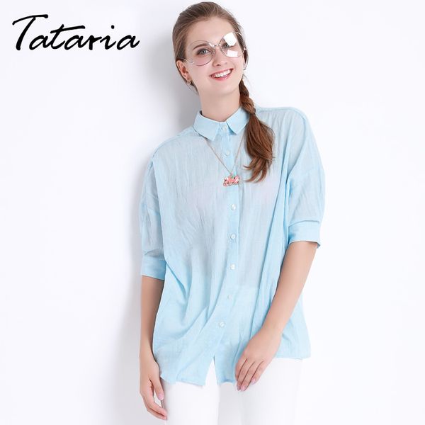 chemise femme loose blouse for women oversized shirt tataria summer tunics lace up white female s 210514
chemise femme loose blouse for women oversized shirt tataria summer tunics lace up white female s 210514