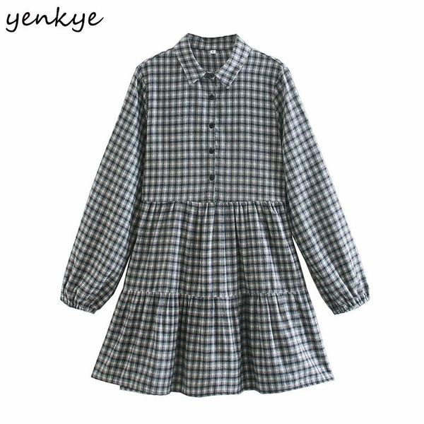 fashion women vintage plaid dress lapel collar lantern sleeve a-line loose casual female winter short vestidos plus size dresses, Black;gray
fashion women vintage plaid dress lapel collar lantern sleeve a-line loose casual female winter short vestidos plus size dresses, Black;gray