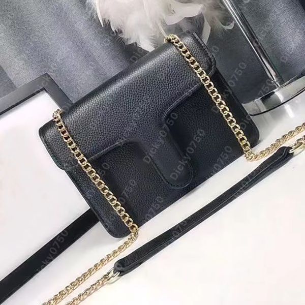 Image of Designer messenger bag Luxury Cross Body Leather handle Shoulder Bags Metal chain handbags for women cowhide lady purse lychee pattern wallet on chain dicky0750