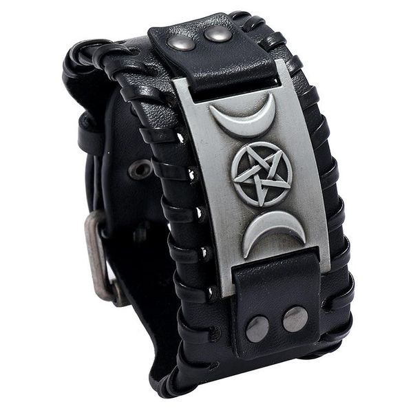 bangle jessingshow punk men wide nordic viking charm moon bracelet leather weave adjustable wristband jewelry small gift, Black
bangle jessingshow punk men wide nordic viking charm moon bracelet leather weave adjustable wristband jewelry small gift, Black