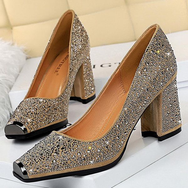 dress shoes bigtree metal square head woman pumps rhinestone women heels thick heel party fashion designer, Black
dress shoes bigtree metal square head woman pumps rhinestone women heels thick heel party fashion designer, Black