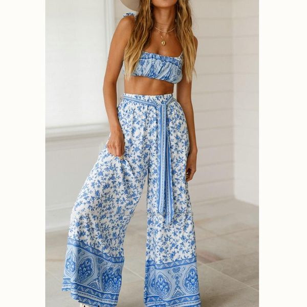 women's tracksuits summer women two piece set strappy crop long loose pants female casual 2pcs oufit sets blue and white porcelain prin, Gray
women's tracksuits summer women two piece set strappy crop long loose pants female casual 2pcs oufit sets blue and white porcelain prin, Gray
