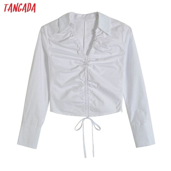 women retro white crop pleated turn down collar chic female slim shirt 4h39 210416
women retro white crop pleated turn down collar chic female slim shirt 4h39 210416