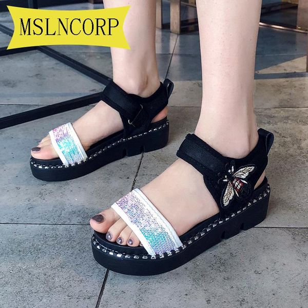 plus size 34-46 bling platform shoes women sandals wedge heels sequined cloth wedges slippers woman casual sandal, Black
plus size 34-46 bling platform shoes women sandals wedge heels sequined cloth wedges slippers woman casual sandal, Black