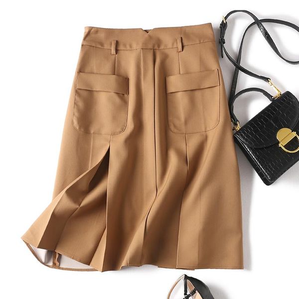 skirts shuchan high fashion brown skirt pockets cotton polyester solid office lady a-line knee-length natural blended summer 2021, Black
skirts shuchan high fashion brown skirt pockets cotton polyester solid office lady a-line knee-length natural blended summer 2021, Black