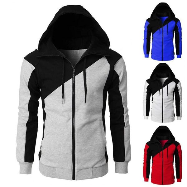 men's hoodies & sweatshirts hooded zipper closure men jacket tracksuit patchwork color slim-fit casual sweatshirt male clothing, Black
men's hoodies & sweatshirts hooded zipper closure men jacket tracksuit patchwork color slim-fit casual sweatshirt male clothing, Black