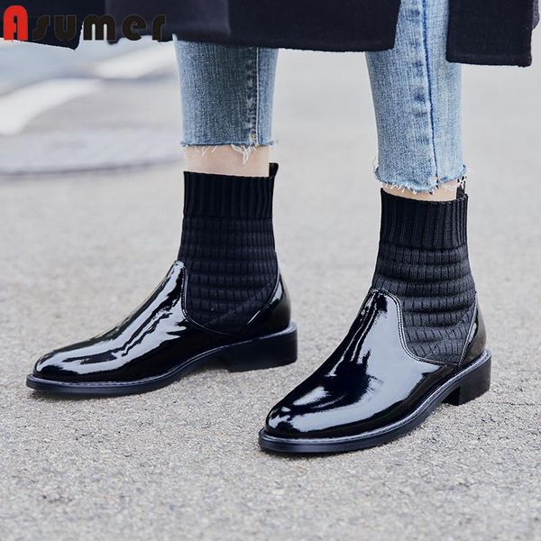 boots asumer black fashion ankle for women round toe slip on low heels female shoes casual genuine leather 2021
boots asumer black fashion ankle for women round toe slip on low heels female shoes casual genuine leather 2021