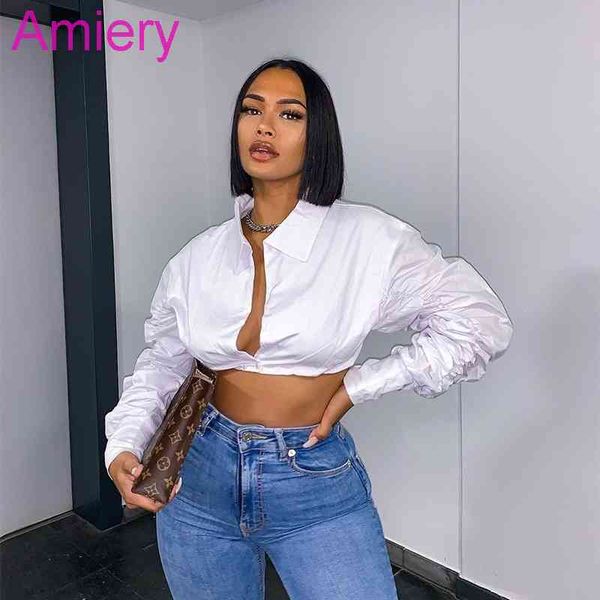 women spring fashion womens personalized blouse open chest and navel lapel neck bubble long sleeve shirt, White
women spring fashion womens personalized blouse open chest and navel lapel neck bubble long sleeve shirt, White