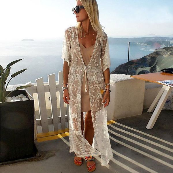 women's swimwear happie queens women solid long sleeve beach hollow out bohemian maxi dress ladies v-neck lace boho kimono vestidos, White;black
women's swimwear happie queens women solid long sleeve beach hollow out bohemian maxi dress ladies v-neck lace boho kimono vestidos, White;black
