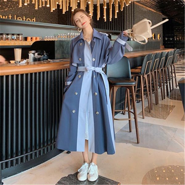 women's trench coats brand fashion patchwork coat women long double breasted with belt windbreaker female outerwear, Tan;black
women's trench coats brand fashion patchwork coat women long double breasted with belt windbreaker female outerwear, Tan;black