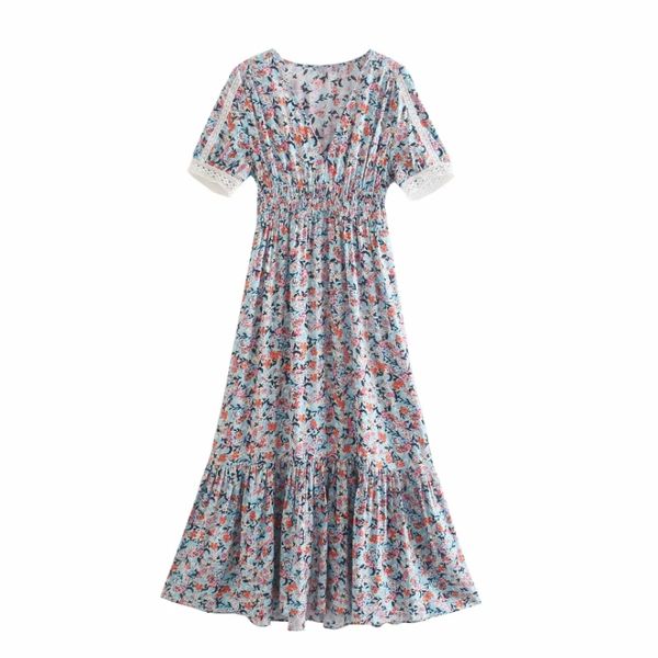 summer women flower printing v neck midi dress female lace splicing short sleeve clothes casual lady slim vestido d7729 210430, Black;gray
summer women flower printing v neck midi dress female lace splicing short sleeve clothes casual lady slim vestido d7729 210430, Black;gray