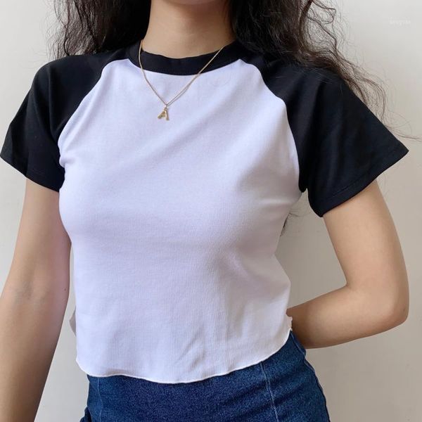 american retro casual t-shirt with shoulder-sleeved arc hem short-sleeved women's slightly loose top, White
american retro casual t-shirt with shoulder-sleeved arc hem short-sleeved women's slightly loose top, White