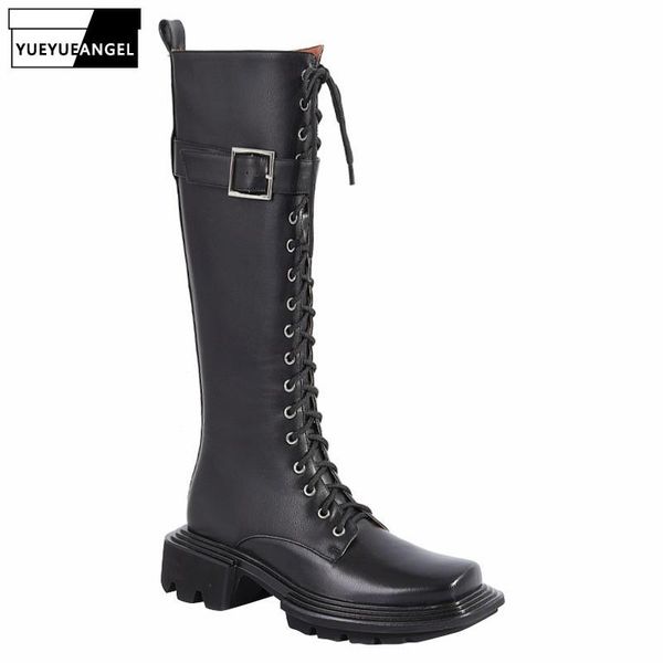 genuine leather square toe lace up high boots womens height increasing slip-on natural cowhide winter warm half knee, Black
genuine leather square toe lace up high boots womens height increasing slip-on natural cowhide winter warm half knee, Black