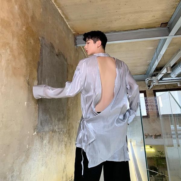men's casual shirts men women open back long sleeve couple male streetwear hip hop loose thin, White;black
men's casual shirts men women open back long sleeve couple male streetwear hip hop loose thin, White;black