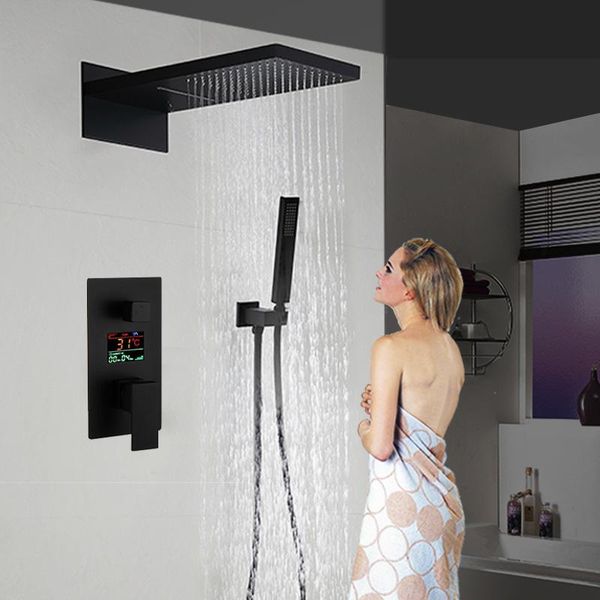 bathroom rain shower faucet set black brass bath faucets wall or ceiling mounted mixer 8-12" head taps sets
bathroom rain shower faucet set black brass bath faucets wall or ceiling mounted mixer 8-12" head taps sets