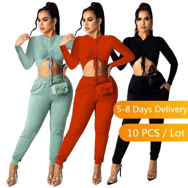 women's two piece pants bulk items wholesale lots autumn set women long sleeve ruched crop and streetwear bodycon matching sets, White
women's two piece pants bulk items wholesale lots autumn set women long sleeve ruched crop and streetwear bodycon matching sets, White
