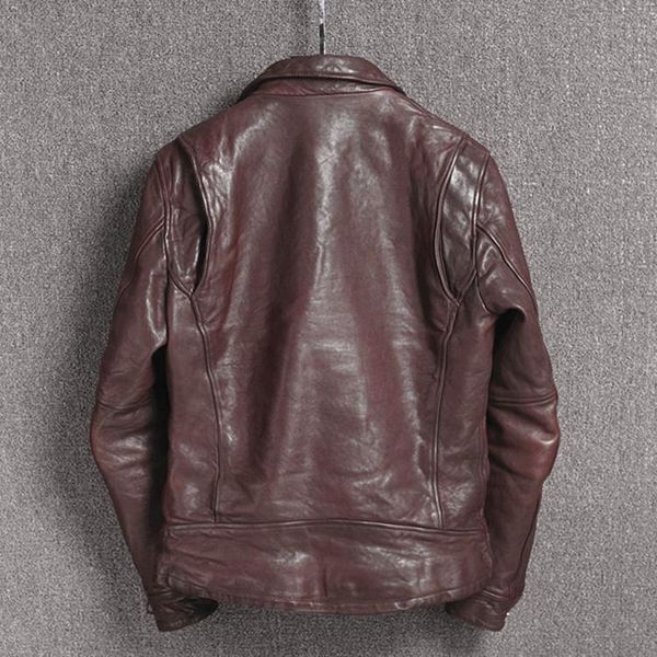 men's leather & faux vintage motorcycle vegetable tanning sheepskin slim fit biker jacket men japanese wrinkle coat male, Black
men's leather & faux vintage motorcycle vegetable tanning sheepskin slim fit biker jacket men japanese wrinkle coat male, Black