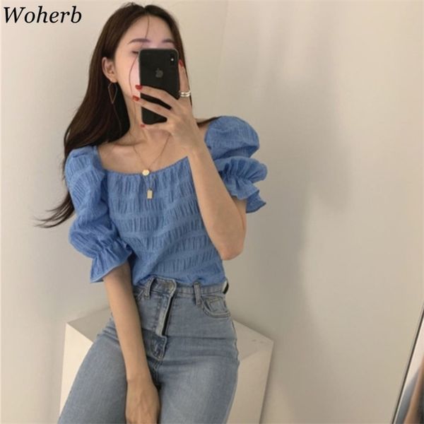 backless lace-up blouse women korean chic square collar puff sleeve ladies shirts summer fashion pleated blusas 210519, White
backless lace-up blouse women korean chic square collar puff sleeve ladies shirts summer fashion pleated blusas 210519, White