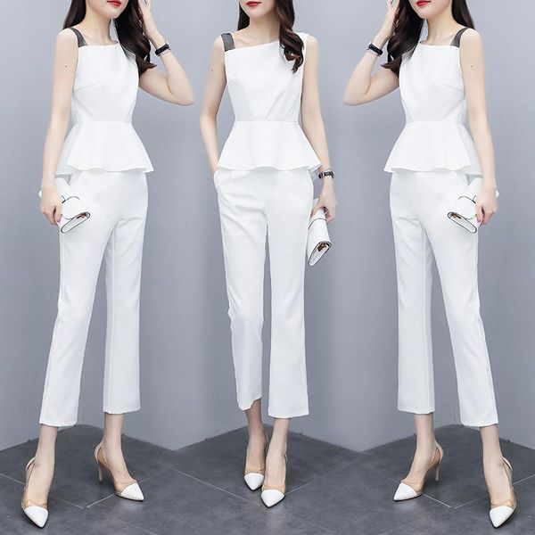 women's tracksuits 2021 professional suit women summer sleeveless waist and pants fashion slim office lady business two piece set, Gray
women's tracksuits 2021 professional suit women summer sleeveless waist and pants fashion slim office lady business two piece set, Gray