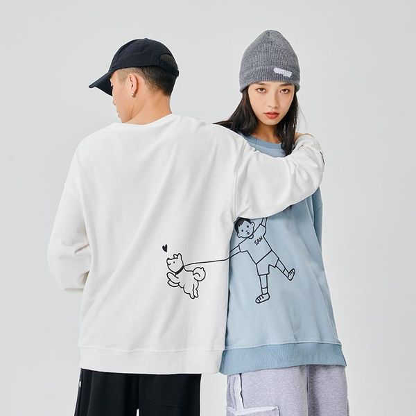 men's sweaters hoodie male autumn trend loose bf lazy wind couples wear tide brand round collar long sleeve coat, White;black
men's sweaters hoodie male autumn trend loose bf lazy wind couples wear tide brand round collar long sleeve coat, White;black