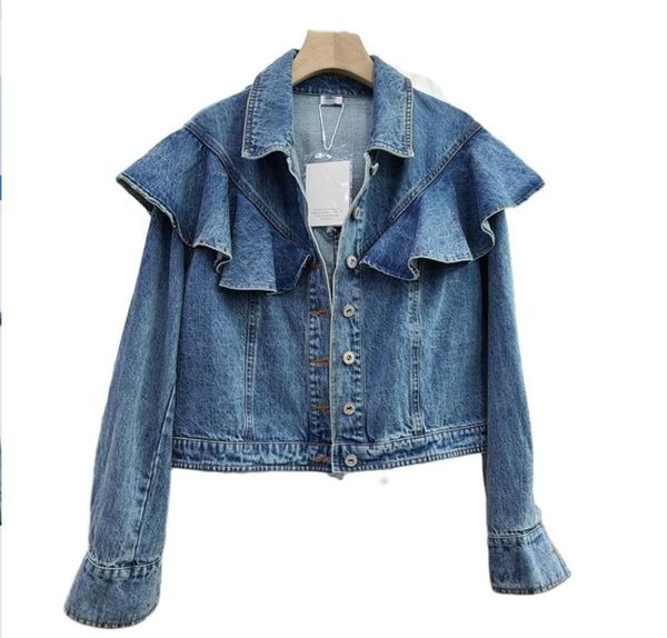 denim jacket women 2021 early autumn retro wild personality stitching ruffled short casual women's jackets, Black;brown
denim jacket women 2021 early autumn retro wild personality stitching ruffled short casual women's jackets, Black;brown