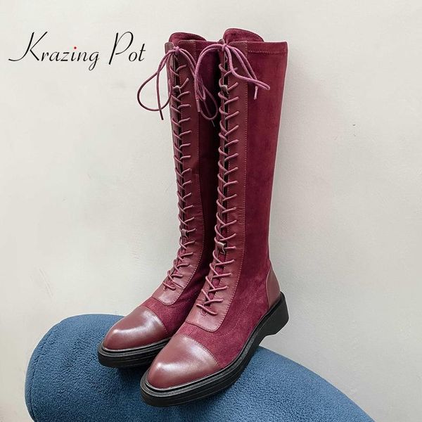boots krazing pot genuine leather round toe med heel cross-tied korean street pretty girls dating winter warm thigh high l0f2, Black
boots krazing pot genuine leather round toe med heel cross-tied korean street pretty girls dating winter warm thigh high l0f2, Black