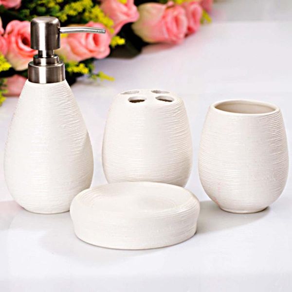 bath accessory set 4pcs/set ceramic textural bathroom retro lotion dispenser toothbrush holder cup soap dish modern toilet home decor
bath accessory set 4pcs/set ceramic textural bathroom retro lotion dispenser toothbrush holder cup soap dish modern toilet home decor