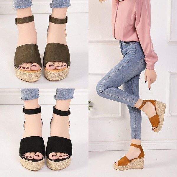 soft leather comfortable ladies sandals wedge heel shoes canvas high heels 8 cm platform summer sand, Black
soft leather comfortable ladies sandals wedge heel shoes canvas high heels 8 cm platform summer sand, Black