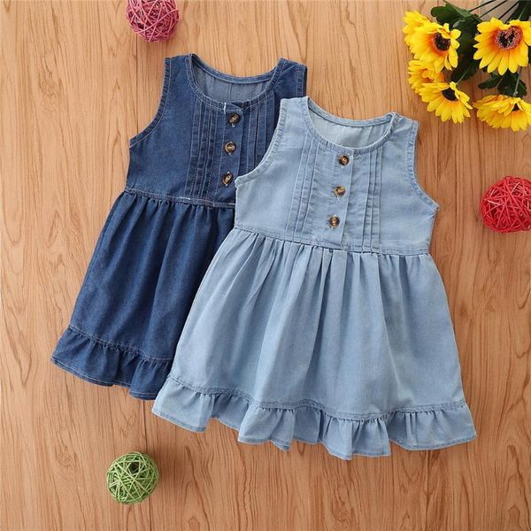 girl's dresses loose sleeveless baby dress infant kids girl summer ruffles casual denim button clothes 0-4 years gifts d30, Red;yellow
girl's dresses loose sleeveless baby dress infant kids girl summer ruffles casual denim button clothes 0-4 years gifts d30, Red;yellow