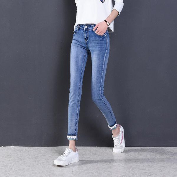 cuffs jean pants slim women ankle- length office lady high waisted jeans skinny stretch pencil women's, Blue
cuffs jean pants slim women ankle- length office lady high waisted jeans skinny stretch pencil women's, Blue
