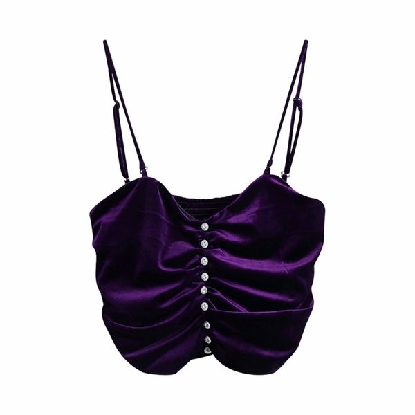 woman purple spaghetti strap velvet short spring fashion ladies pleated camisole female diamond button 210515, White
woman purple spaghetti strap velvet short spring fashion ladies pleated camisole female diamond button 210515, White